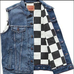 Supreme x Levi's checkered lined denim trucker vest (M)